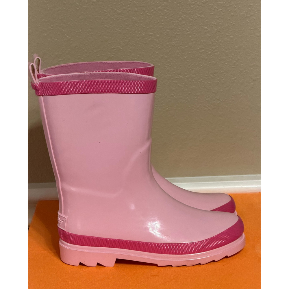 Landchief Kids Pink Rain Boots Size 1 Waterproof Rubber Pull On Colorblock - Picture 3 of 9